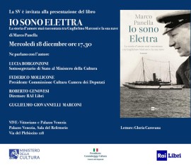 Presentazione di IO SONO ELETTRA di Marco Panella 18 dicembre ore 17:30 - Palazzo Venezia