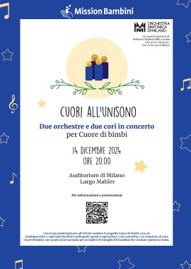 Cuori all’unisono:  due orchestre e un coro in concerto per Cuore di bimbi 