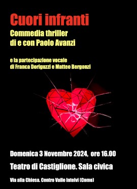 Commedia di Paolo Avanzi al Teatro di Castiglione (Como). Domenica 3 novembre