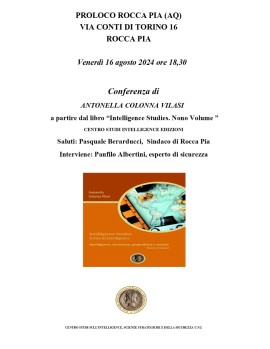 Conferenza sull'intelligence di Antonella Colonna Vilasi a Rocca Pia 