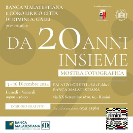 Coro Lirico Città di Rimini Amintore Galli e Banca Malatestiana presentano “Da 20 anni insieme”, mostra fotografica dal 3 al 16 dicembre a Palazzo Ghetti, Sala Fabbri Rimini 