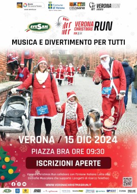 Avesani Verona Christmas Run, domenica 15 dicembre piazza Bra si tinge del rosso dei Babbi Natale