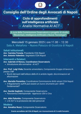 Napoli, continua “il ciclo di approfondimenti sull’intelligenza artificiale” del COA