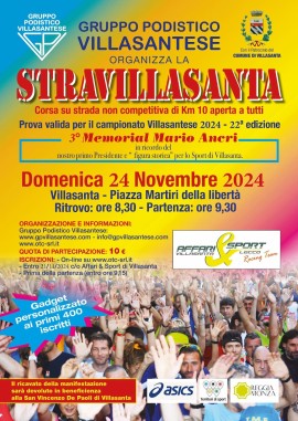 Da Affari&Sport fervono i preparativi per la 22^ Stravillasanta, si corre domenica 24 novembre